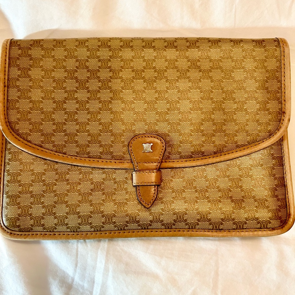 CELINE vintage Macadam foldover Clutch - Good Condition with COA